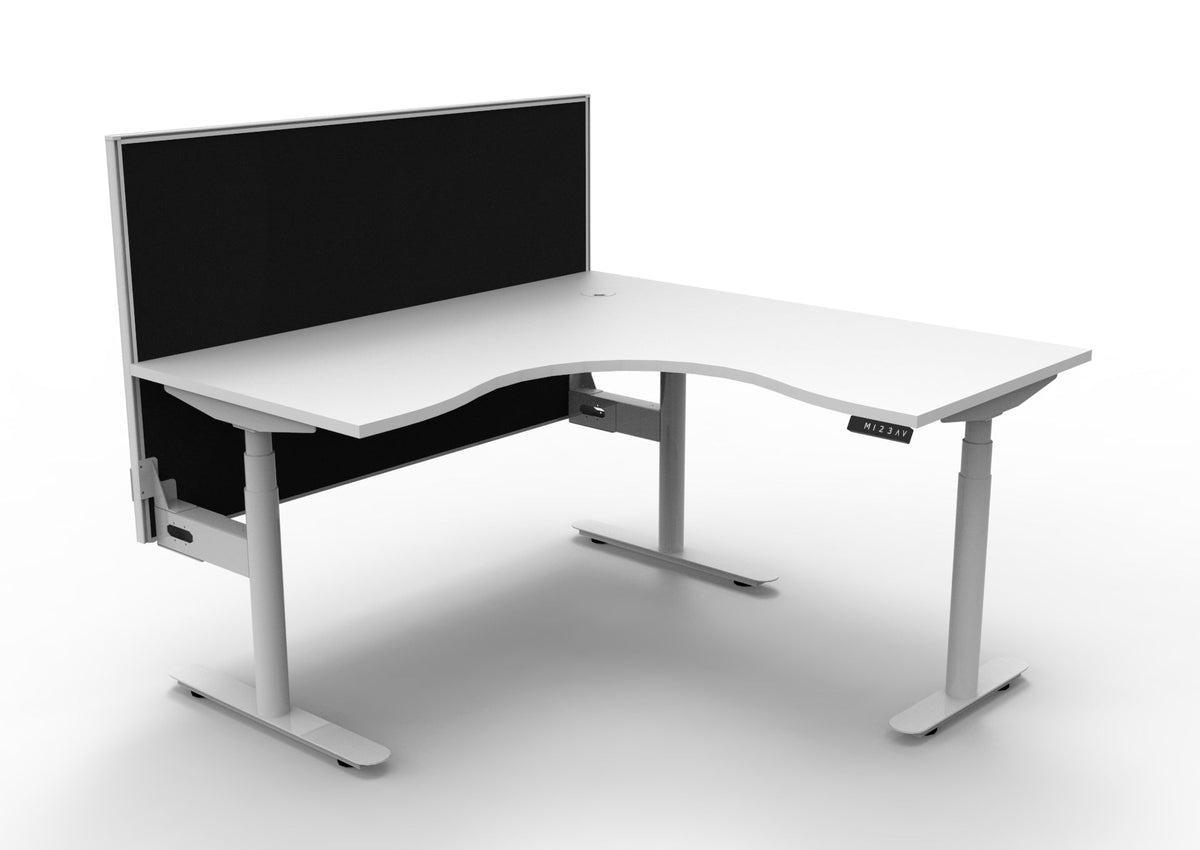 Rapidline Halo Plus Corner Workstation 1500 x 1500 x 750mm with Screen Natural White / White Satin