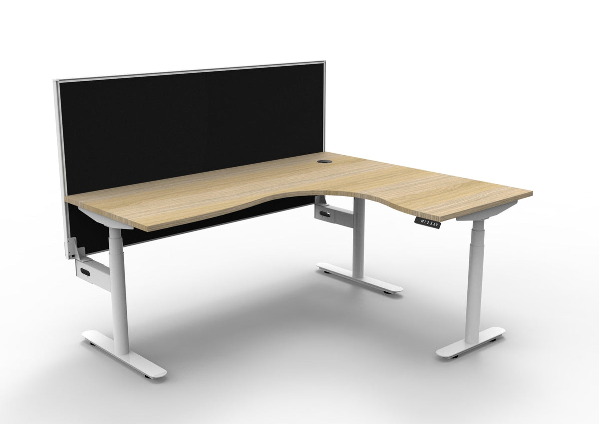 Rapidline Halo Plus Corner Workstation 1800 x 1500 x 750mm with Screen Natural Oak / White Satin