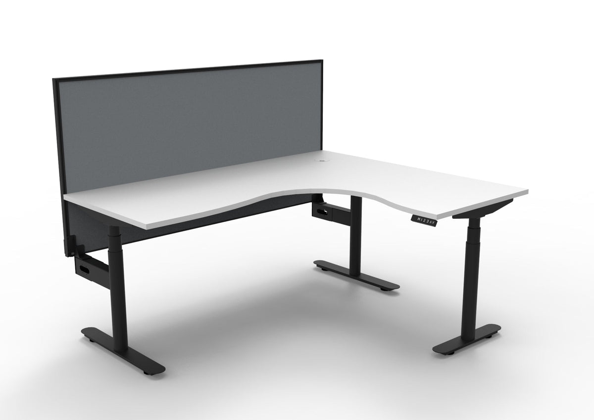 Rapidline Halo Plus Corner Workstation 1800 x 1500 x 750mm with Screen Natural White / Black Satin