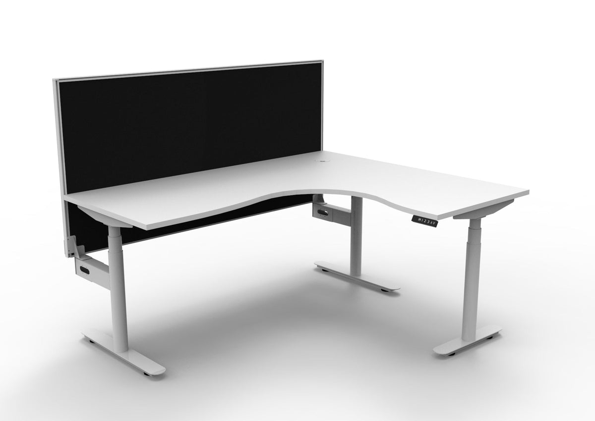 Rapidline Halo Plus Corner Workstation 1800 x 1500 x 750mm with Screen Natural White / White Satin
