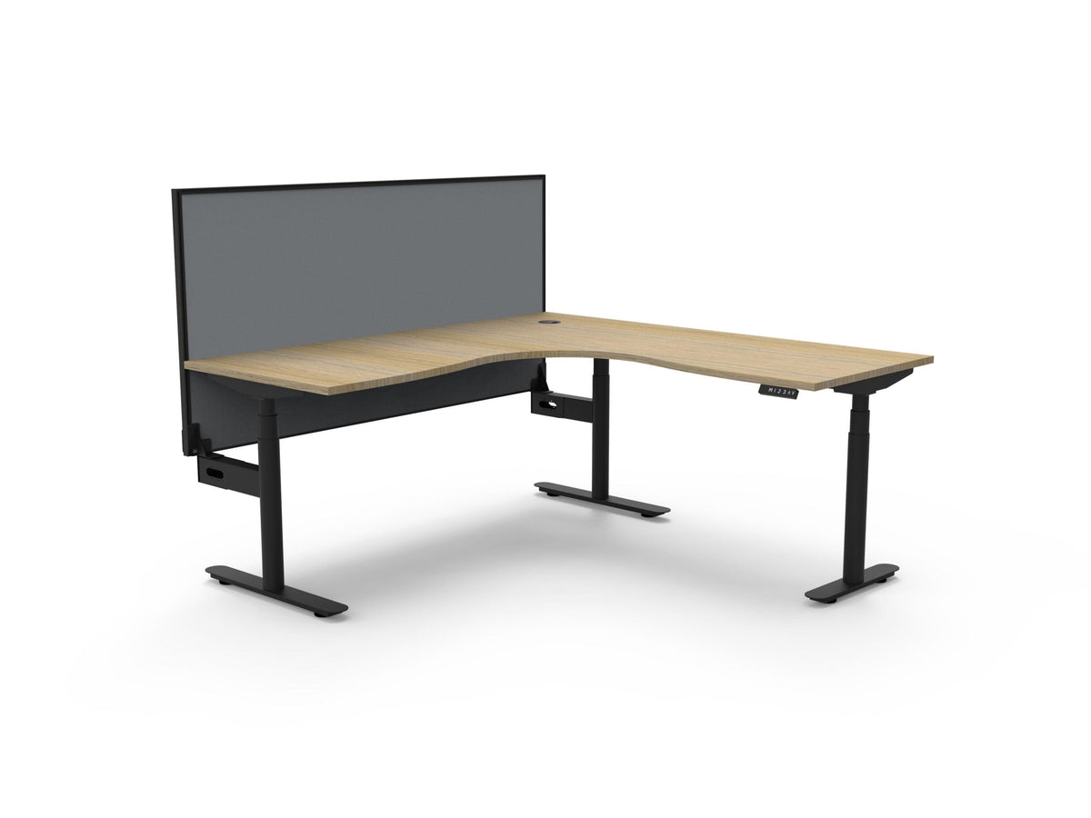 Rapidline Halo Plus Corner Workstation 1800 x 1800 x 750mm with Screen Natural Oak / Black Satin