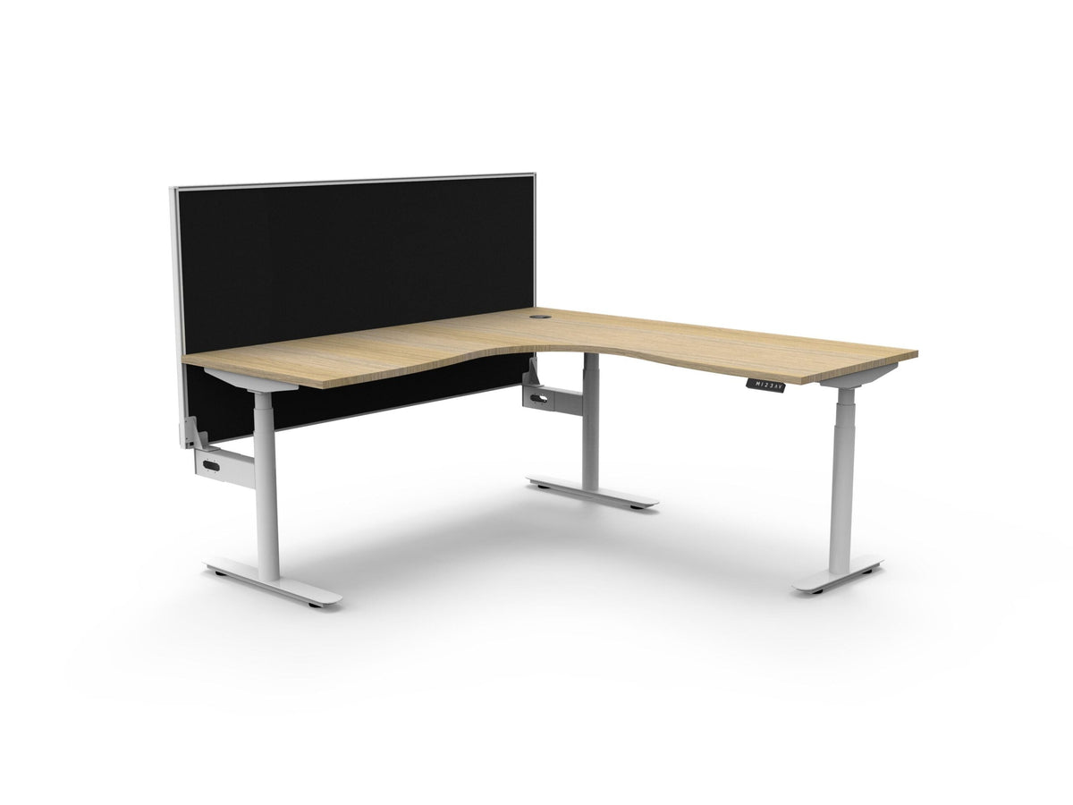 Rapidline Halo Plus Corner Workstation 1800 x 1800 x 750mm with Screen Natural Oak / White Satin