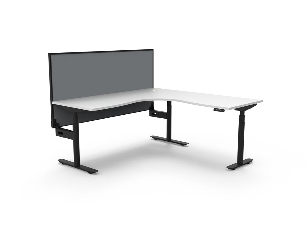 Rapidline Halo Plus Corner Workstation 1800 x 1800 x 750mm with Screen Natural White / Black Satin