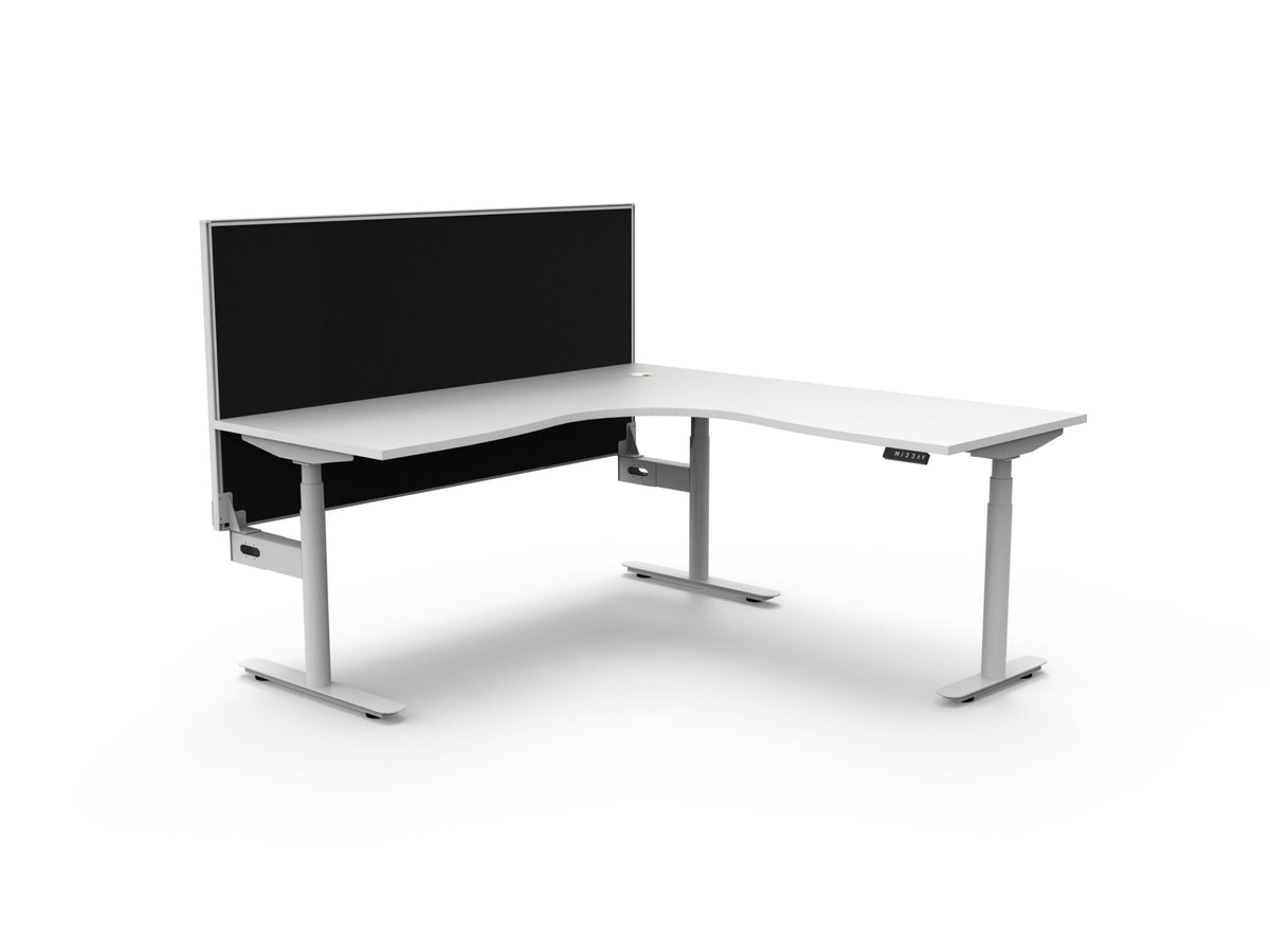 Rapidline Halo Plus Corner Workstation 1800 x 1800 x 750mm with Screen Natural White / White Satin