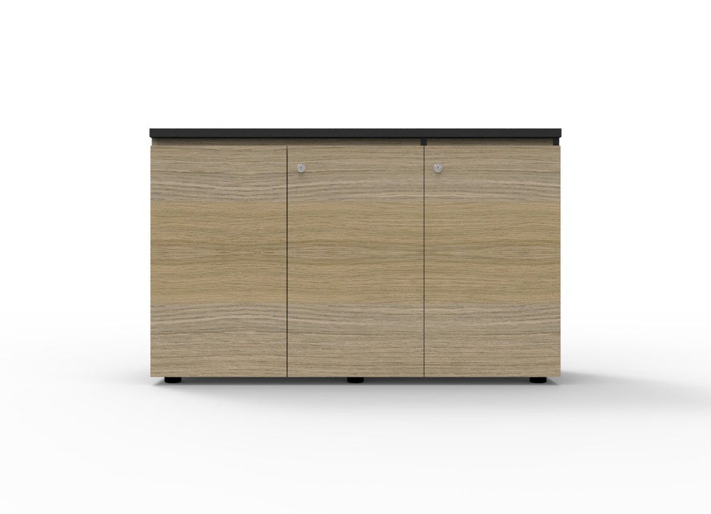 Rapidline Deluxe Infinity Swing 3 Door Cupboard 1200 x 450 x 730mm Natural Oak / Black