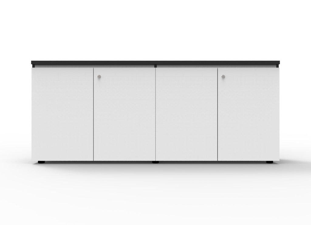 Rapidline Deluxe Infinity Swing 3 Door Cupboard 1200 x 450 x 730mm Natural White / Black