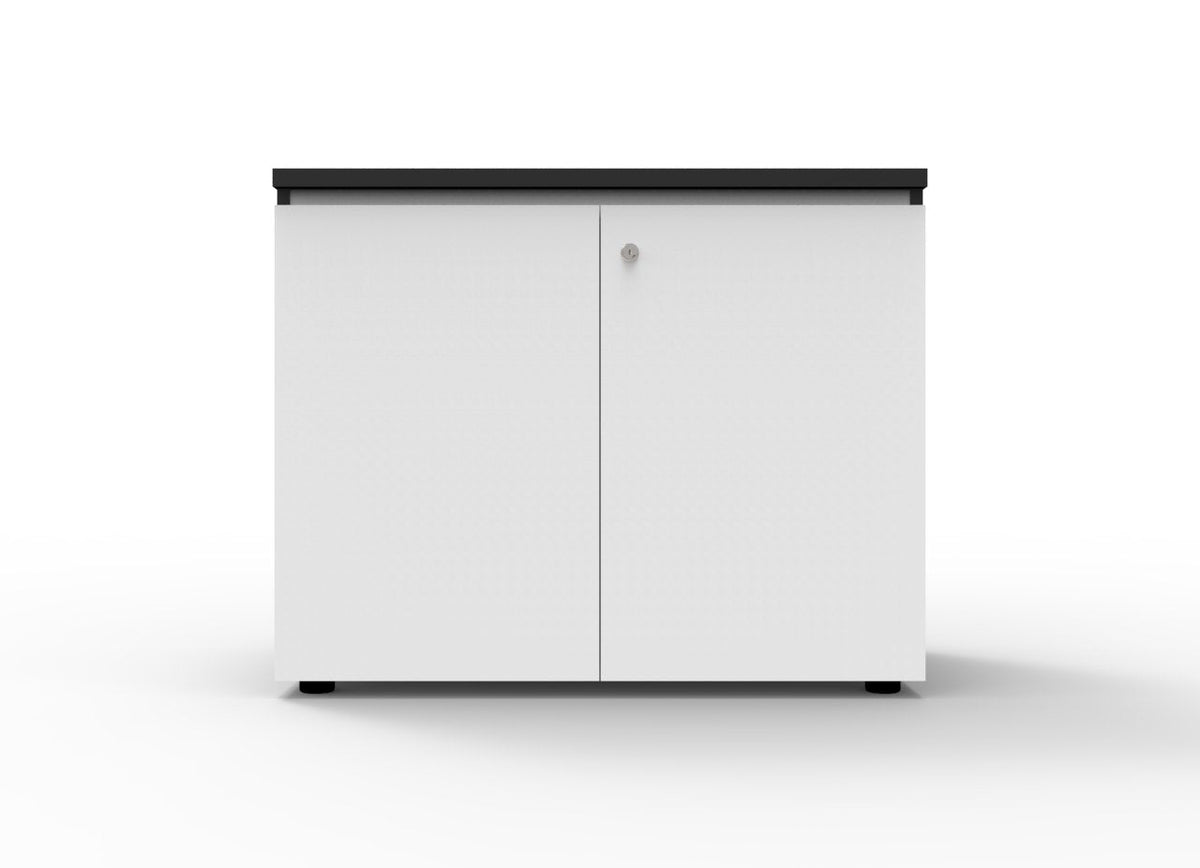 Rapidline Deluxe Infinity Swing 4 Door Cupboard 1800 x 450 x 730mm Natural White / Black