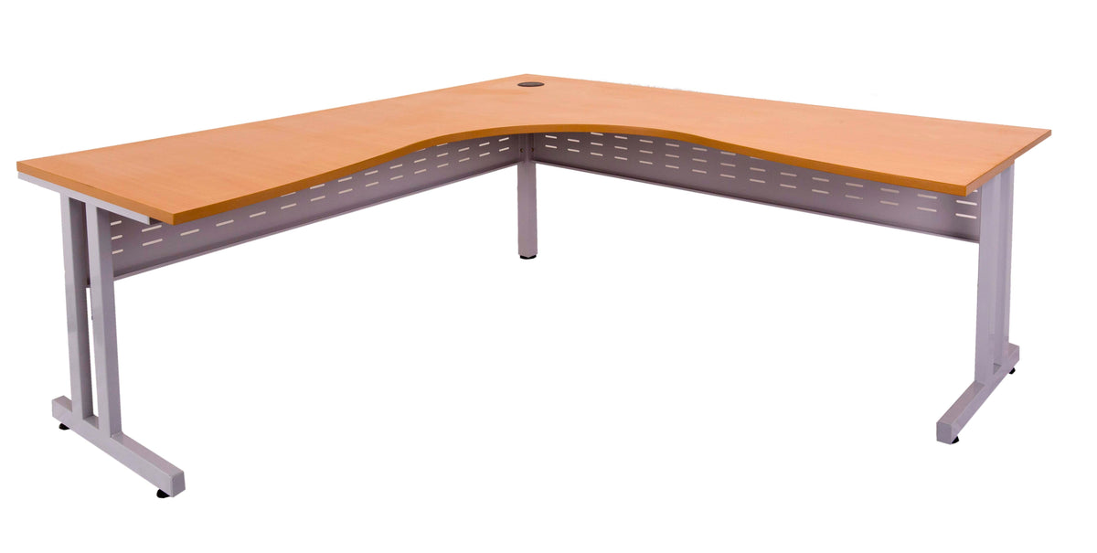 Rapidline Rapid Span C Leg Corner Workstation 1800 x 1200 x 700mm Natural White / Precious Silver Base