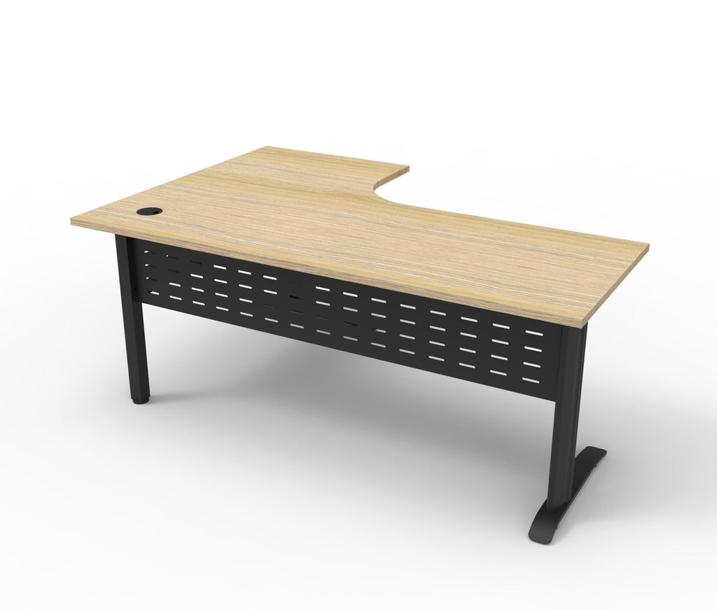Rapidline Deluxe Rapid Span Corner Workstation 1500 x 1500 x 730mm Natural Oak / Black Satin