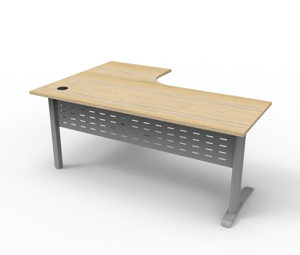 Rapidline Deluxe Rapid Span Corner Workstation 1800 x 1200 x 750mm Natural Oak / Precious Silver