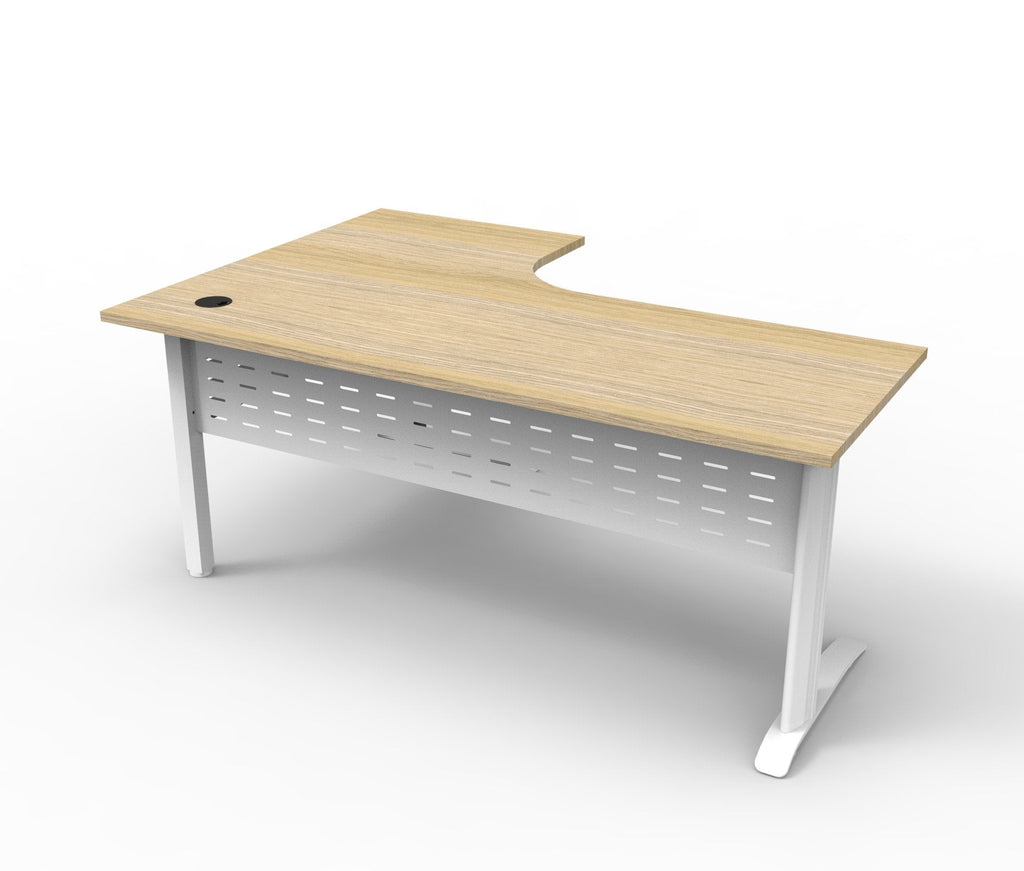 Rapidline Deluxe Rapid Span Corner Workstation 1800 x 1800 x 750mm Natural Oak / White Satin