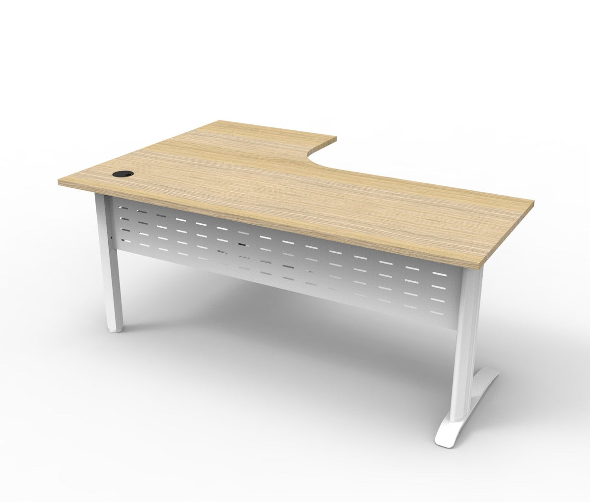 Rapidline Deluxe Rapid Span Corner Workstation 1800 x 1800 x 750mm Natural Oak / White Satin