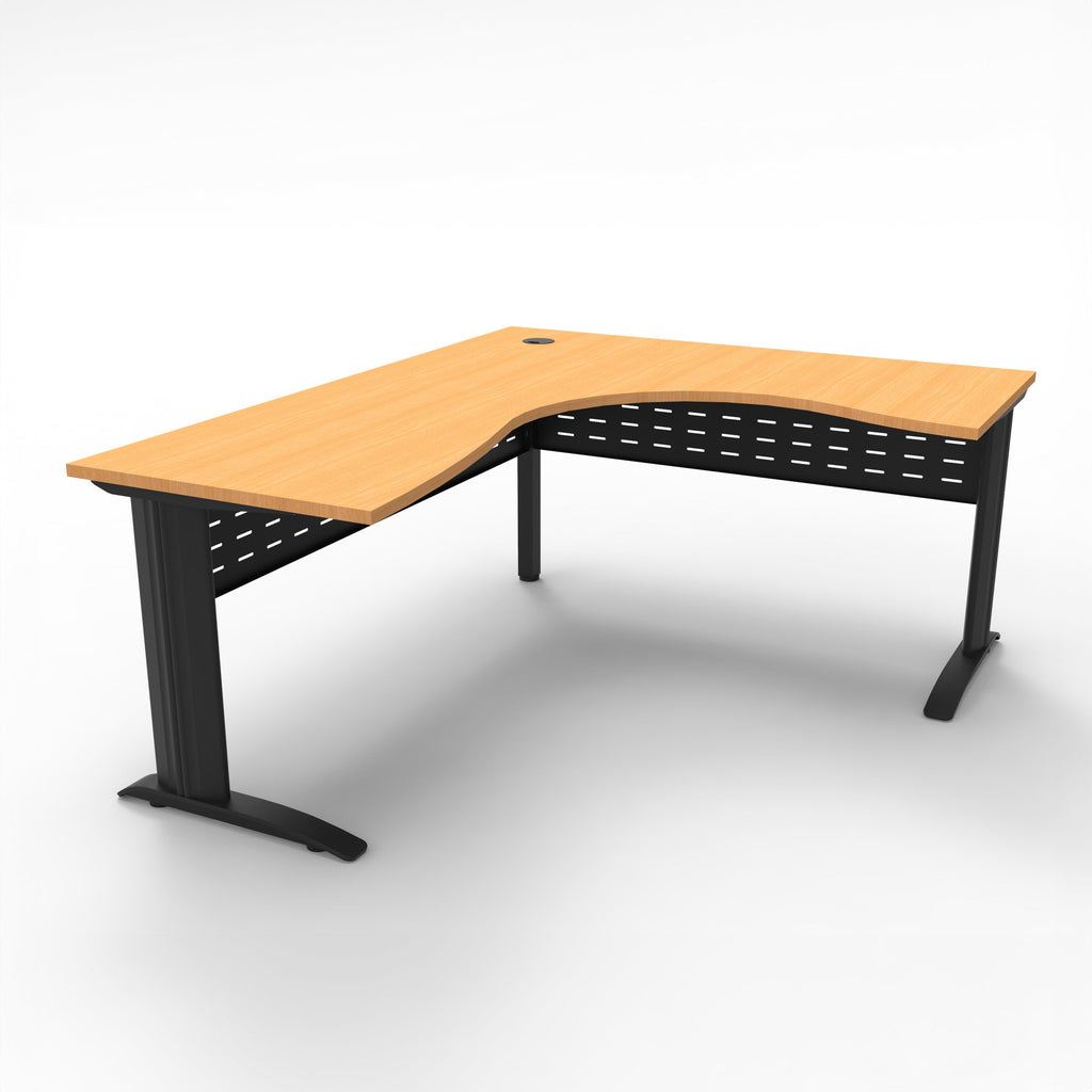 Rapidline Rapid Span Corner Workstation 1500 x 1500 x 700mm Beech / Black Satin