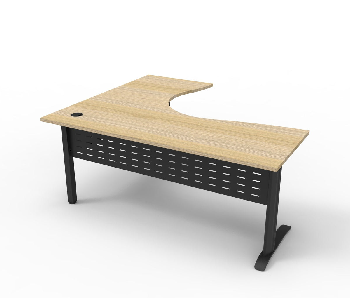 Rapidline Deluxe Rapid Span Corner Workstation 1800 x 1200 x 750mm Natural Oak / Black Satin