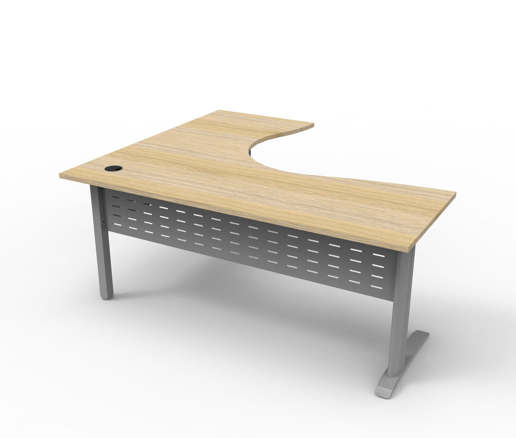 Rapidline Deluxe Rapid Span Corner Workstation 1800 x 1200 x 750mm Natural Oak / Precious Silver