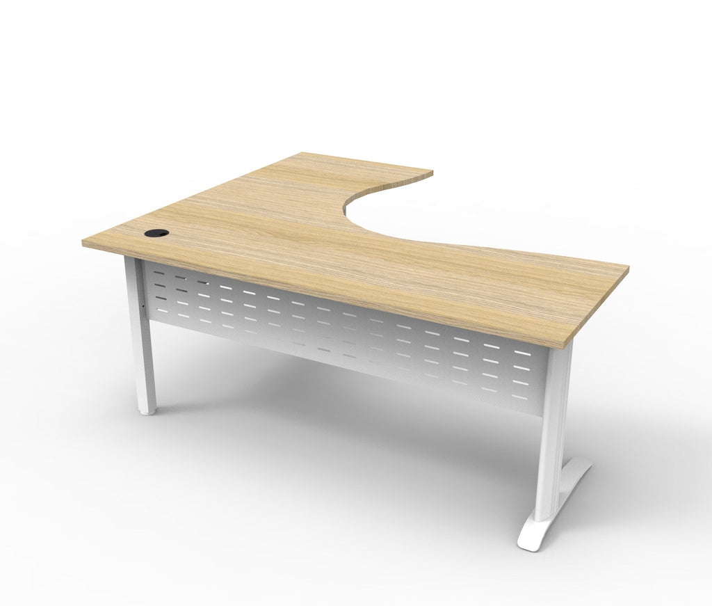 Rapidline Deluxe Rapid Span Corner Workstation 1800 x 1500 x 750mm Natural Oak / White Satin