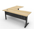 Rapidline Deluxe Rapid Span Corner Workstation 1500 x 1500 x 730mm Natural Oak / Black Satin