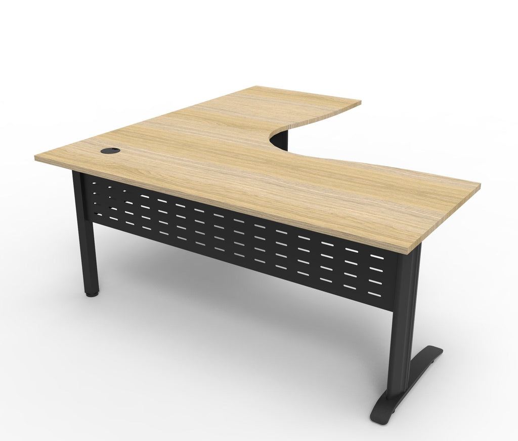 Rapidline Deluxe Rapid Span Corner Workstation 1800 x 1500 x 750mm Natural Oak / Black Satin