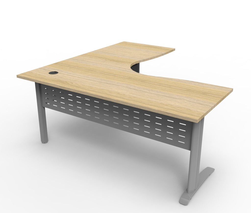 Rapidline Deluxe Rapid Span Corner Workstation 1500 x 1500 x 730mm Natural Oak / Precious Silver