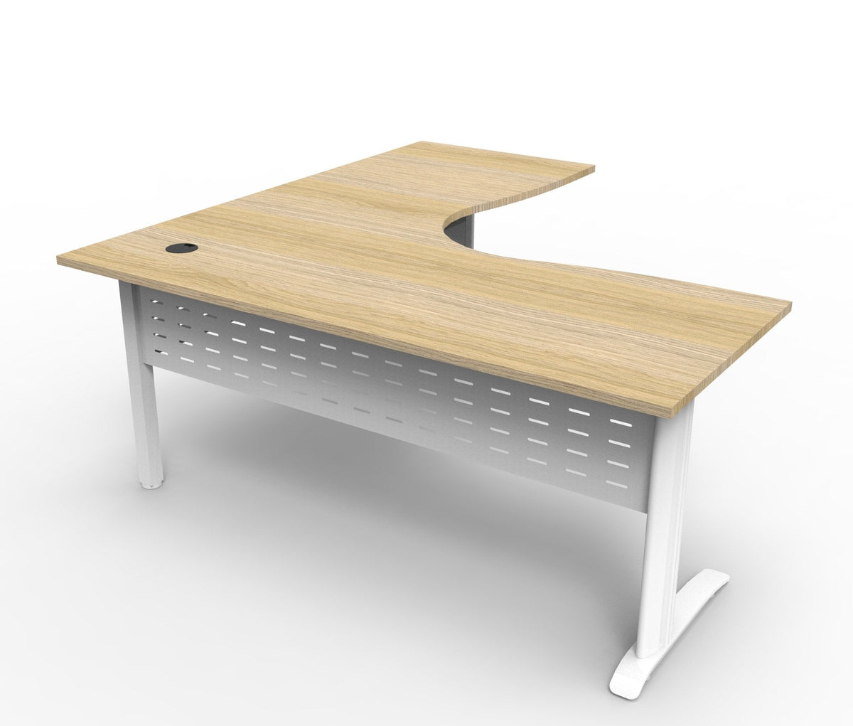 Rapidline Deluxe Rapid Span Corner Workstation 1800 x 1200 x 750mm Natural Oak / Black Satin