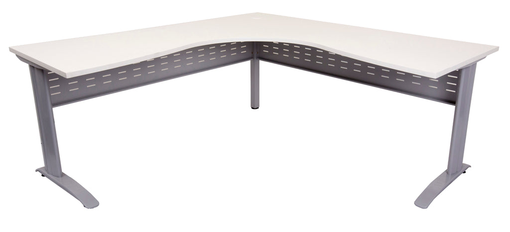 Rapidline Rapid Span C Leg Corner Workstation 1800 x 1200 x 700mm Natural White / Precious Silver Base