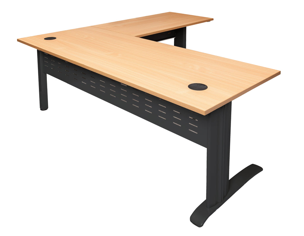 Rapidline Rapid Span Open Workstation with Return 1800 x 1800 x 700mm Beech / White Satin