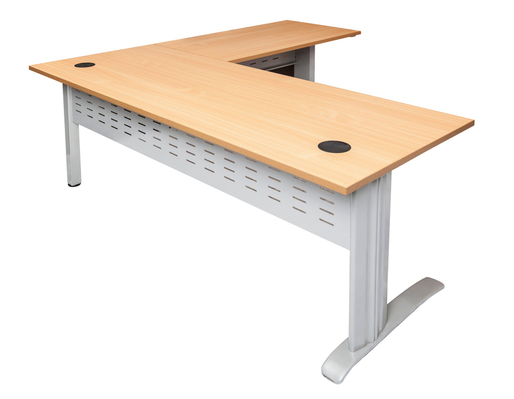 Rapidline Rapid Span Open Workstation with Return 1800 x 1800 x 700mm Beech / Precious Silver