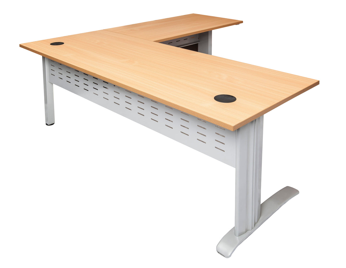 Rapidline Rapid Span Open Workstation with Return 1800 x 1800 x 700mm Beech / Precious Silver
