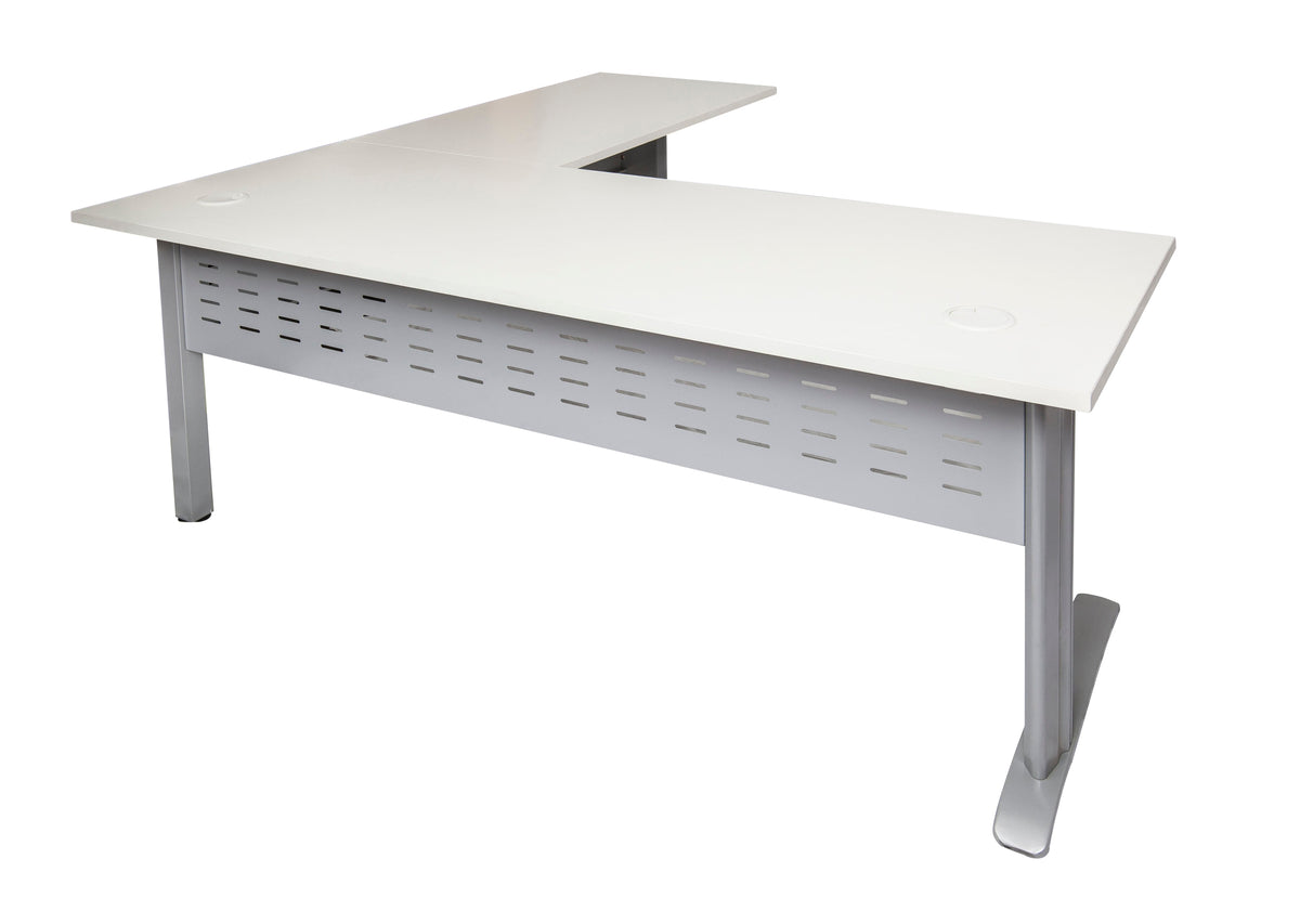 Rapidline Rapid Span C Leg Corner Workstation 1800 x 1800 x 700/600mm Natural White / Precious Silver Base
