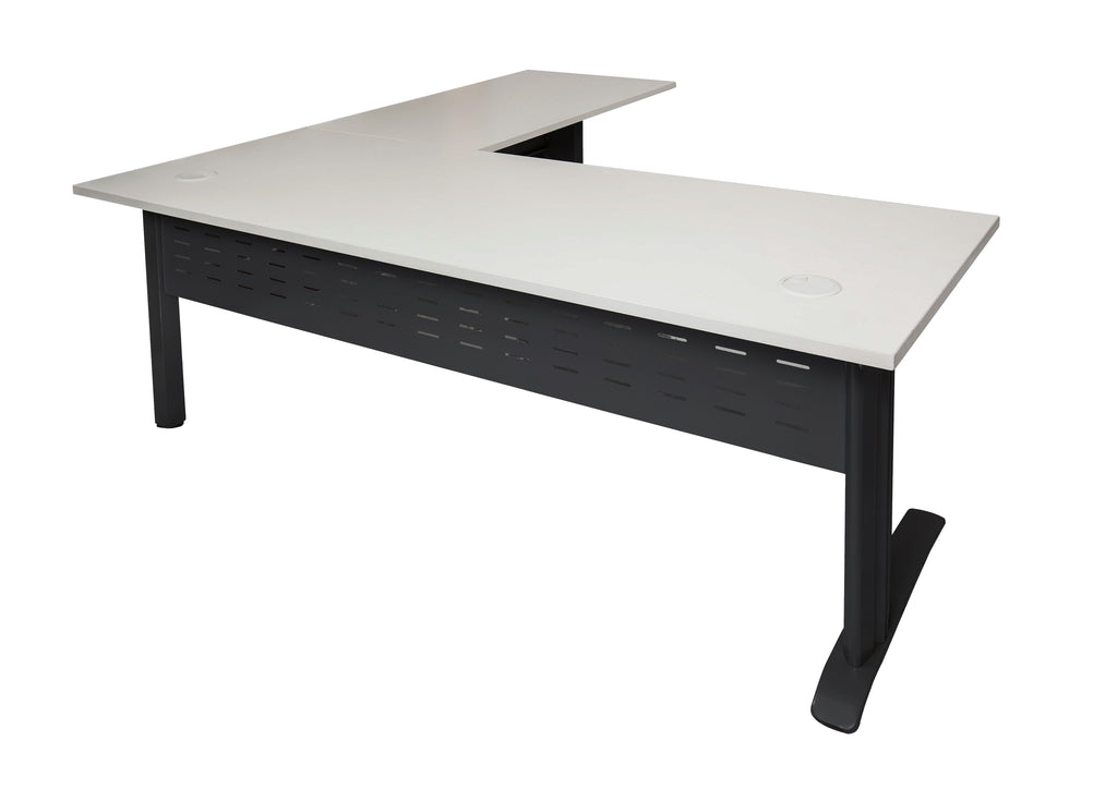 Rapidline Rapid Span Open Workstation with Return 1800 x 1800 x 700mm Beech / Precious Silver