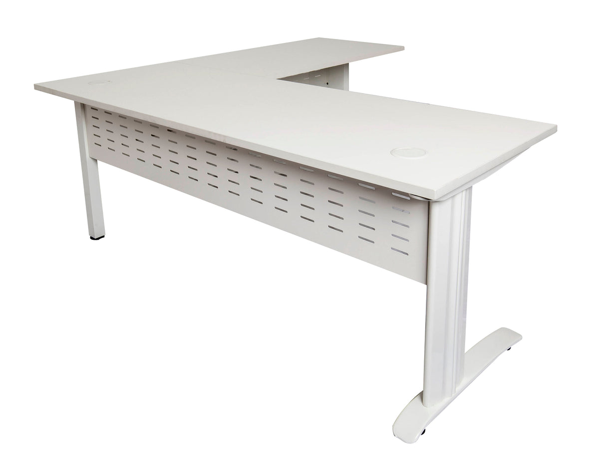 Rapidline Rapid Span C Leg Corner Workstation 1800 x 1800 x 700/600mm Natural White / Precious Silver Base
