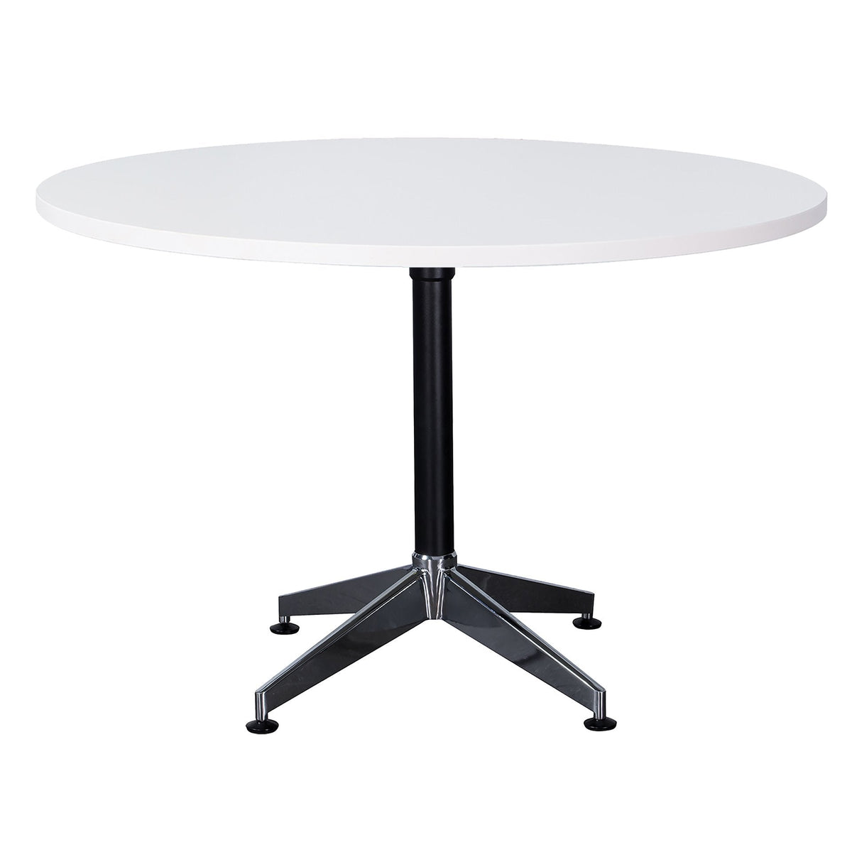 Rapidline Typhoon Large Round Meeting Table 1500mm Diameter Natural White / Black Aluminium