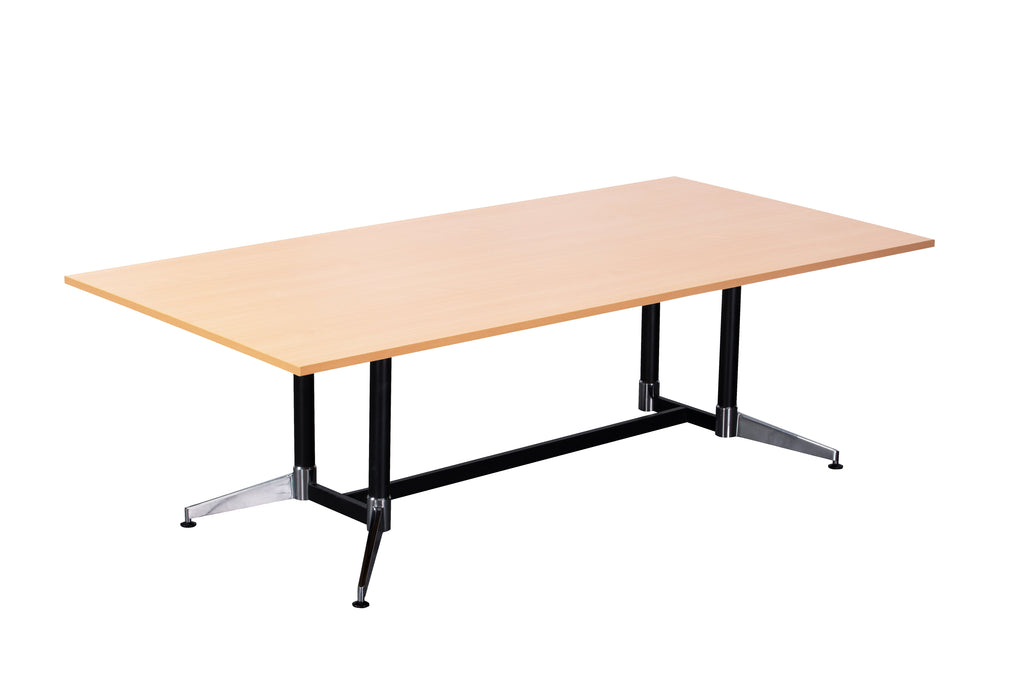 Rapidline Typhoon Meeting and Boardroom Table 2400 x 1200mm Beech / Black Aluminium