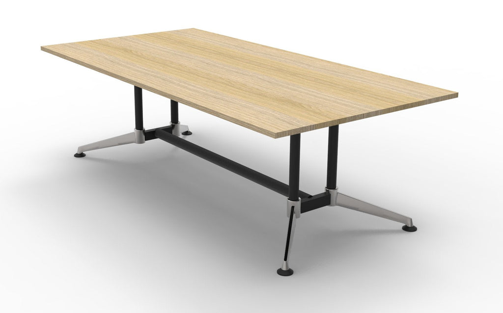Rapidline Typhoon Meeting and Boardroom Table 2400 x 1200mm Natural Oak / Black Aluminium