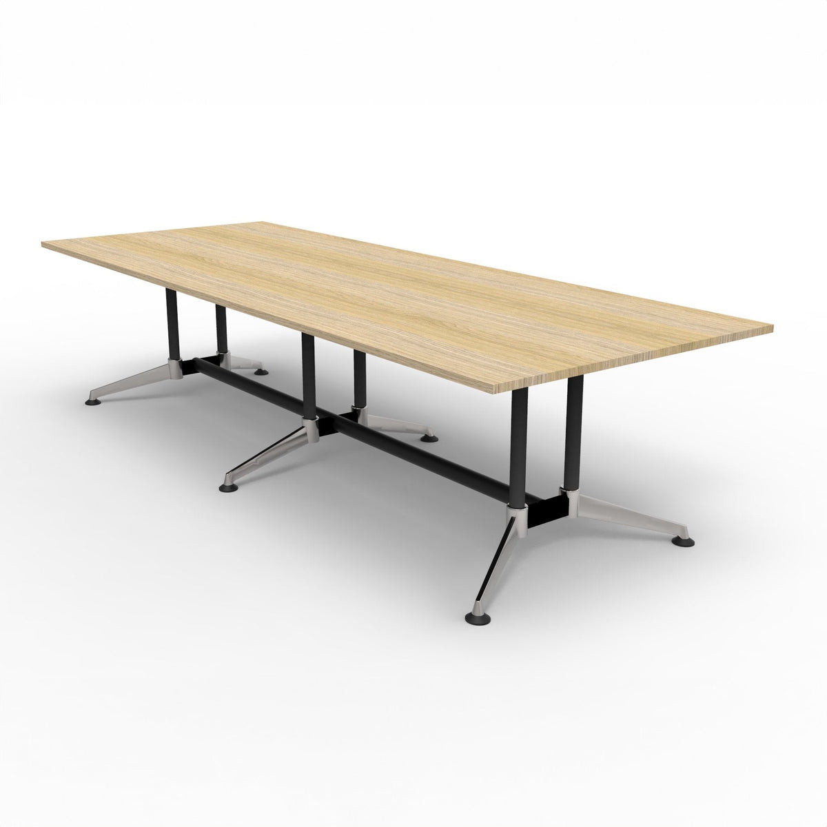 Rapidline Typhoon Meeting and Boardroom Table 3200 x 1200mm Natural Oak / Black