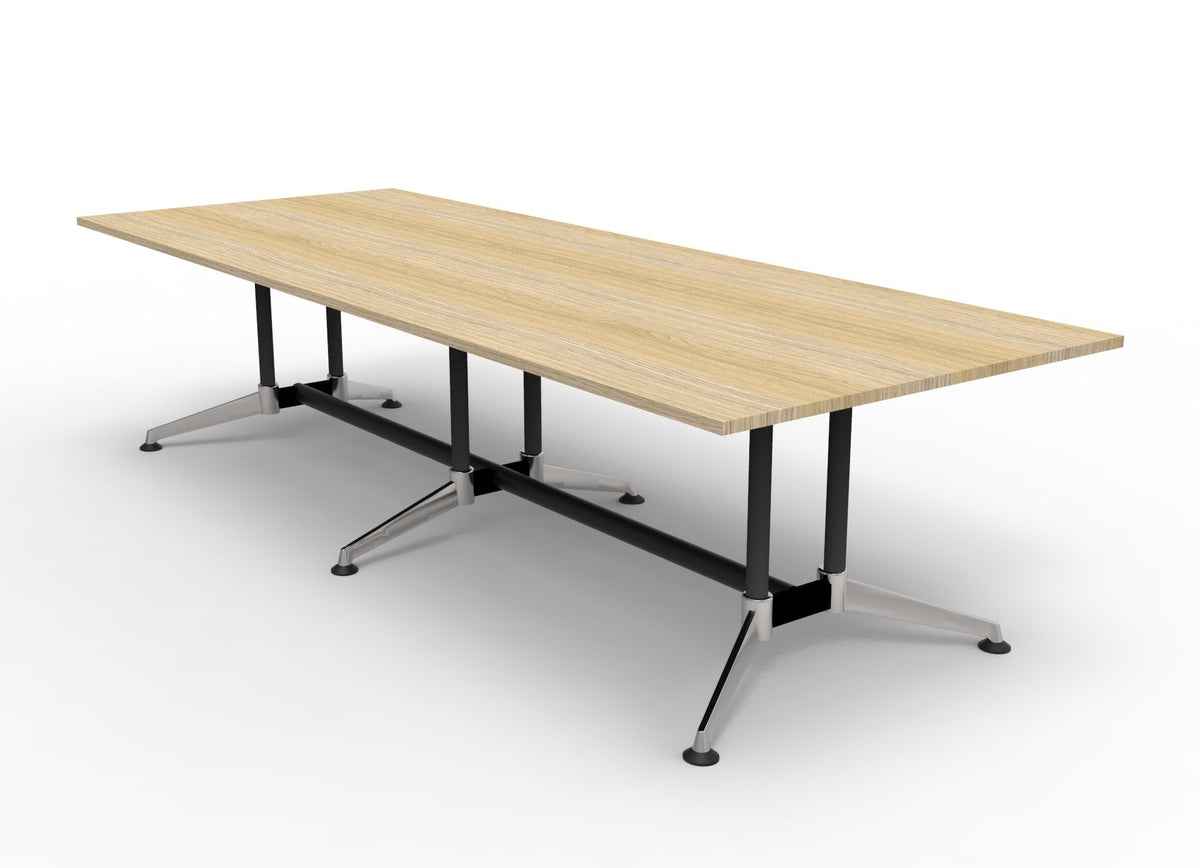 Rapidline Typhoon Meeting and Boardroom Table 3200 x 1200mm Natural Oak / Black Aluminium
