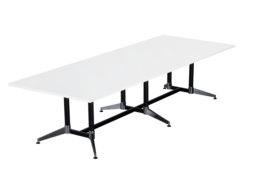 Rapidline Typhoon Meeting and Boardroom Table 1800 x 750mm Natural White / Black Aluminium