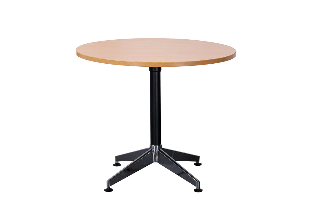 Rapidline Typhoon 4 Star Round Meeting Table 900mm Diameter Beech / Black Aluminium