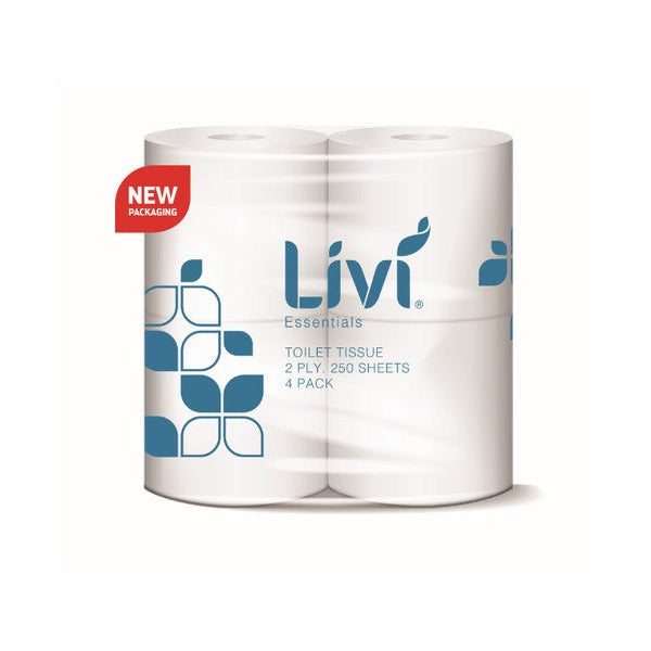 Livi 1008 Jasmine Toilet Tissue Core Scented 2 Ply 250 Sheets 4 Pack Carton 12