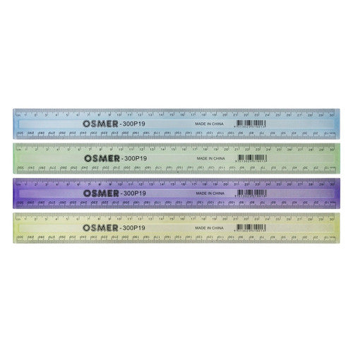 Osmer Ruler 30cm Plastic Economy Tinted Assorted