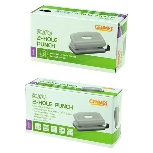 Osmer Genmes Mini Metal 2 Hole Punch 10 Sheet Capacity Black
