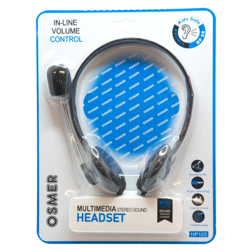 Osmer Headphone with Mic and Volume Control Single 3.5mm Plug Black