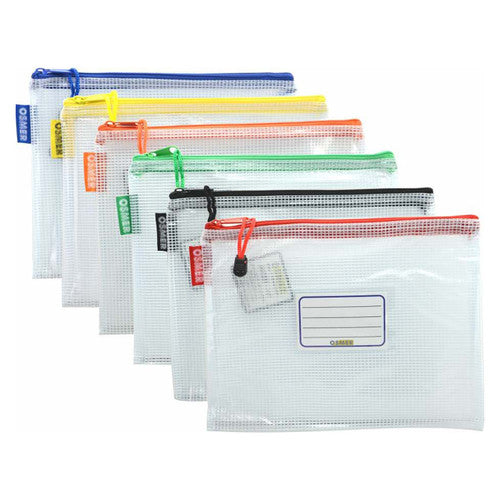 Osmer Mesh Case A5 Clear 26 x 20cm Assorted Zip