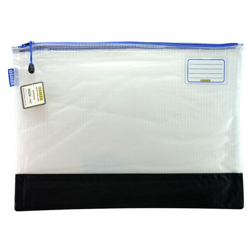 Osmer Mesh Case 48 x 35cm Clear with Reinforced Bottom Blue Zipper