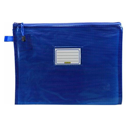 Osmer Mesh Case A4 Tinted Blue 36 x 27cm Blue Zip