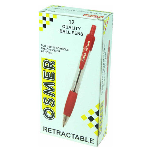 Osmer Retractable Ballpoint Pen Medium Red