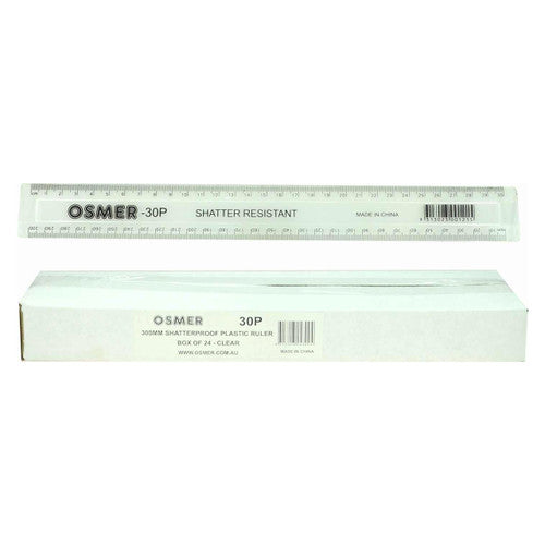 Osmer Ruler 30cm Shatterproof Clear