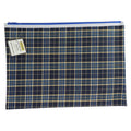 Osmer Tartan Pencil Case 37.5 x 26cm 1 Zip Reinforced Ends Blue