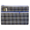 Osmer Tartan Pencil Case 37.5 x 26cm 2 Zip Reinforced Ends Blue