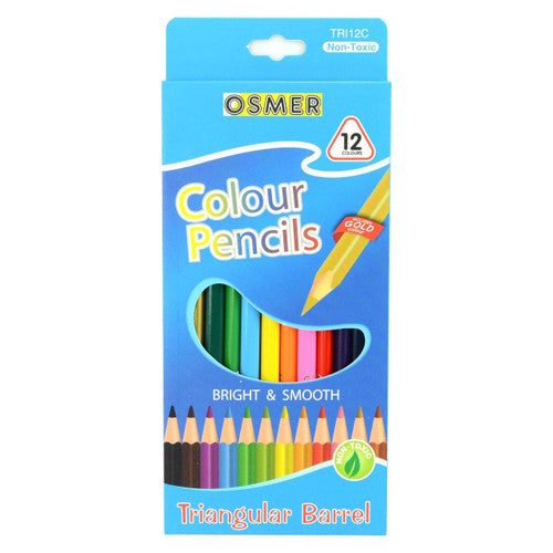 Osmer Colour Pencils Triangular Woodcase Box of 12
